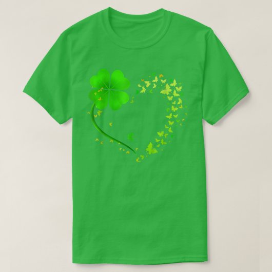 Funny Heart Shamrock Butterfly Happy St Patrick's T-shirt (Design voorkant)