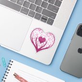 Funny Heart Sticker (Laptop met iPhone)