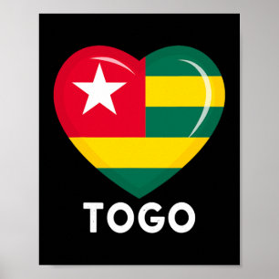 Funny Heart Togo Flag Mannen Vrouwen Kind Patriott Poster