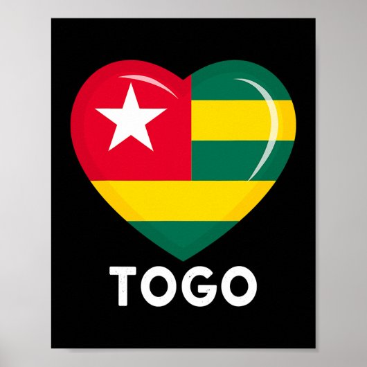 Funny Heart Togo Flag Mannen Vrouwen Kind Patriott Poster (Voorkant)