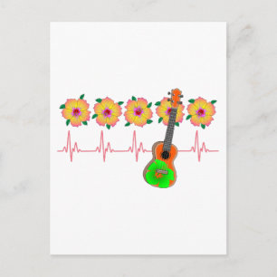 Funny Heartbeat EKG Line voor Ukulele Music Briefkaart