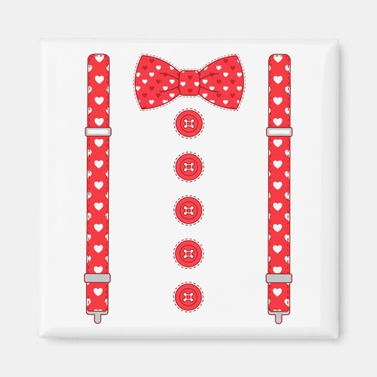 Funny Hearts Bow Tie Suspenders Valentine's Day Co Magneet (Voorkant)