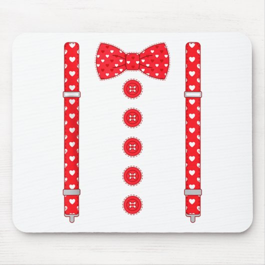 Funny Hearts Bow Tie Suspenders Valentine's Day Co Muismat (Voorkant)