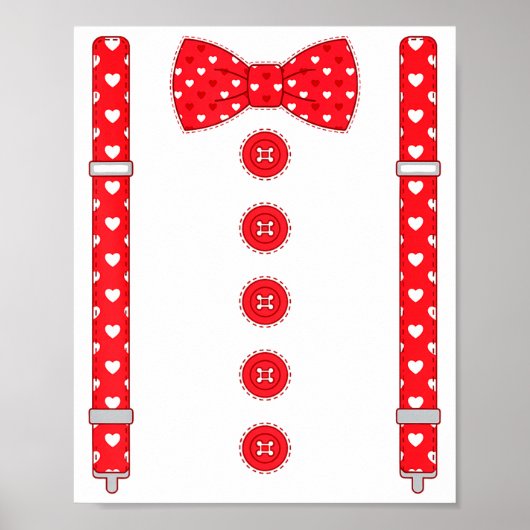 Funny Hearts Bow Tie Suspenders Valentine's Day Co Poster (Voorkant)