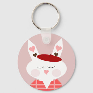 Funny Hearts Bunny Button Sleutelhanger
