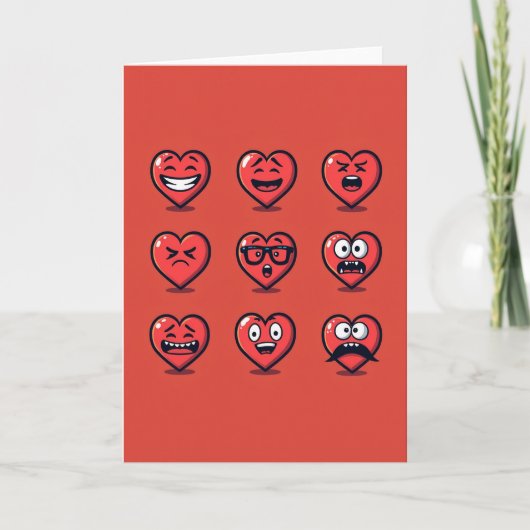Funny Hearts Emoji Moods Card Kaart (Voorkant)