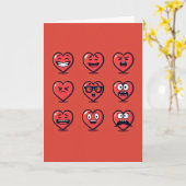 Funny Hearts Emoji Moods Card Kaart (Gele Bloem)