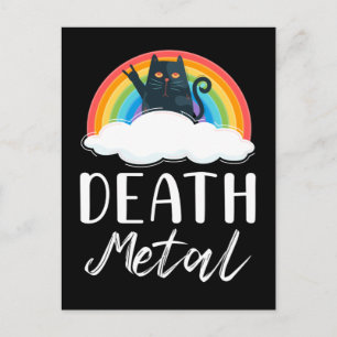 Funny Heavy Death Metal Cat Rainbow Rock Music Briefkaart