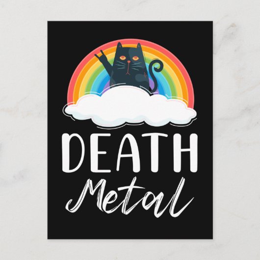 Funny Heavy Death Metal Cat Rainbow Rock Music Briefkaart (Voorkant)