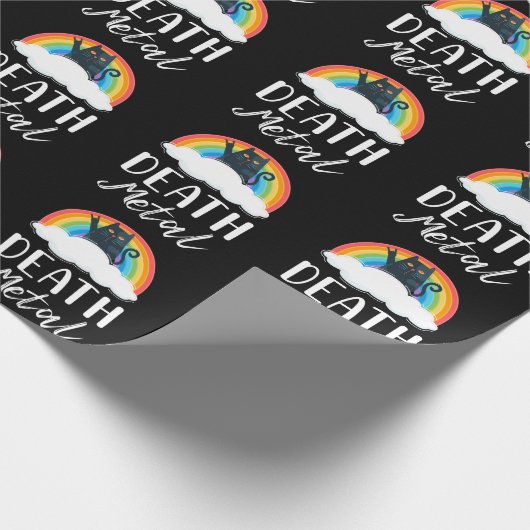 Funny Heavy Death Metal Cat Rainbow Rock Music Cadeaupapier (Hoek)