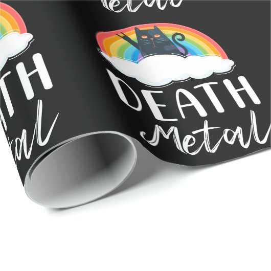 Funny Heavy Death Metal Cat Rainbow Rock Music Cadeaupapier (Rol Hoek)