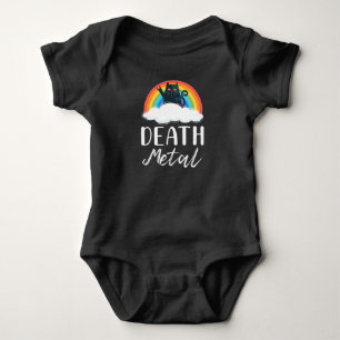 Funny Heavy Death Metal Cat Rainbow Rock Music Romper