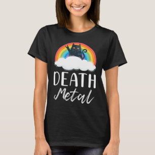 Funny Heavy Death Metal Cat Rainbow Rock Music T-shirt