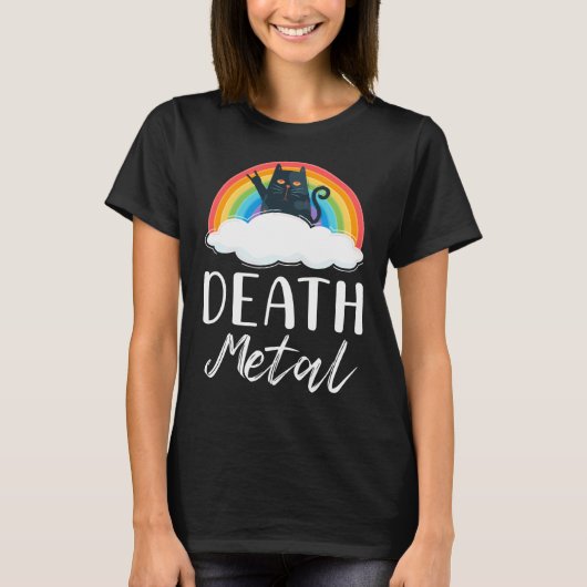 Funny Heavy Death Metal Cat Rainbow Rock Music T-shirt (Voorkant)