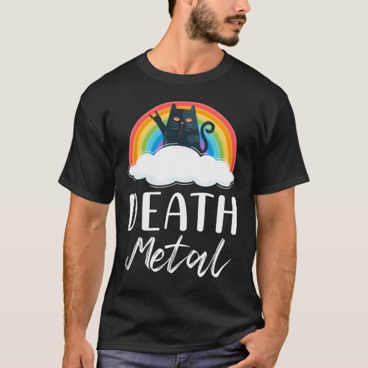 Funny Heavy Death Metal Cat Rainbow Rock Music T-shirt (Voorkant)