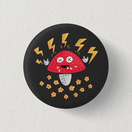 Funny Heavy Metal Mushroom Ronde Button 3,2 Cm (Voorkant)