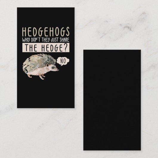 Funny Hedegel Animal Humor Visitekaartje (Voorkant / Achterkant)