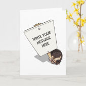 Funny Hedégel Cartoon demonstrant met Placard Kaart (Gele Bloem)