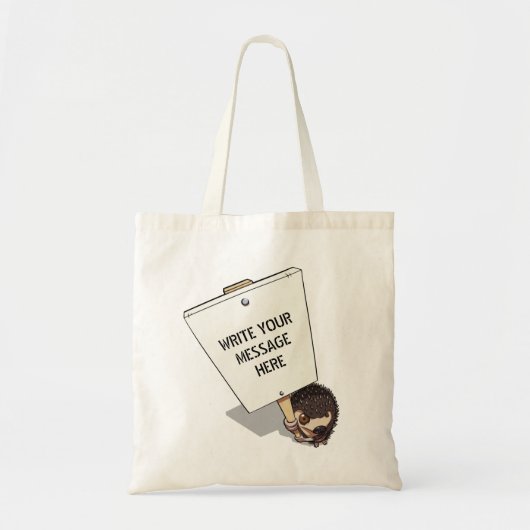 Funny Hedégel Cartoon demonstrant met Placard Tote Bag (Voorkant)