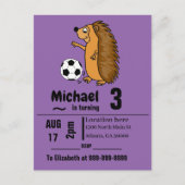 Funny Hedégel die Voetbal speelt Uitnodiging Briefkaart (Voorkant)
