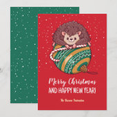 Funny Hedégel Snow Winter Holiday Merry Kerstmis Feestdagenkaart (Voorkant / Achterkant)