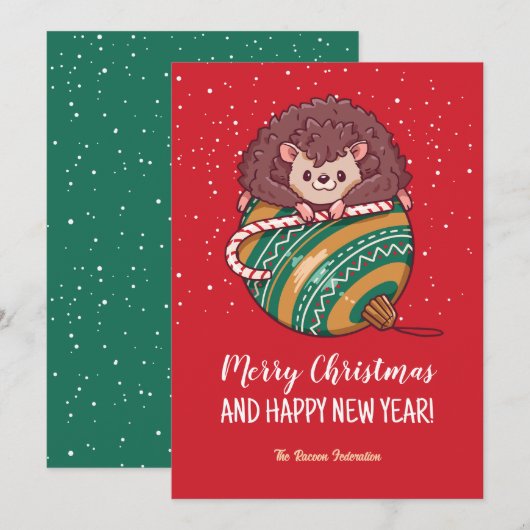 Funny Hedégel Snow Winter Holiday Merry Kerstmis Feestdagenkaart (Voorkant / Achterkant)