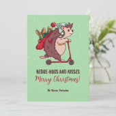 Funny Hedégel Winter Holiday Merry Kerstmis Feestdagenkaart (Staand voorkant)