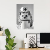 Funny Hedgehog Bathroom Print, Toilet Paper Humor Poster (Thuiskantoor)