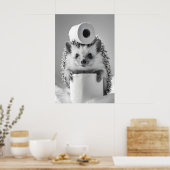 Funny Hedgehog Bathroom Print, Toilet Paper Humor Poster (Keuken)