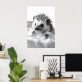 Funny Hedgehog Bubble Bath Print, Bathroom Animal Poster (Thuiskantoor)
