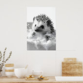 Funny Hedgehog Bubble Bath Print, Bathroom Animal Poster (Keuken)