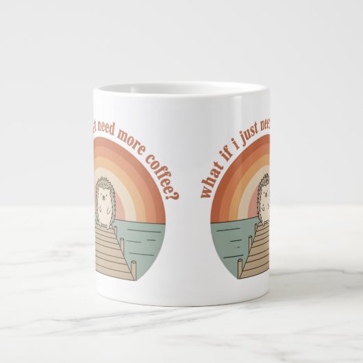Funny Hedgehog Coffee Morning Slogan Mug Grote Koffiekop (Voorkant)