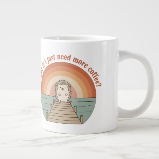 Funny Hedgehog Coffee Morning Slogan Mug Grote Koffiekop (Rechts)