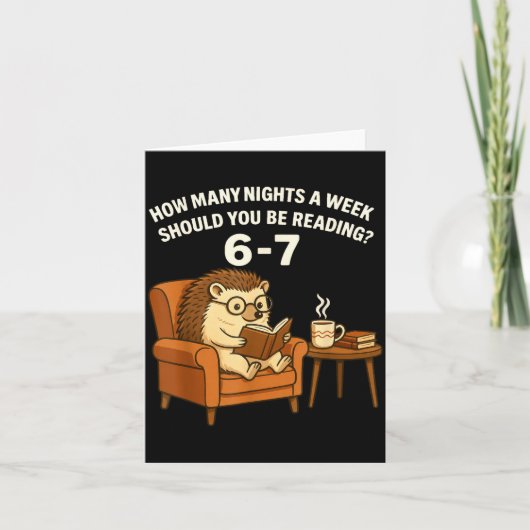 Funny Hedgehog Reading Book 67 Six Seven Meme  Kaart (Voorkant)