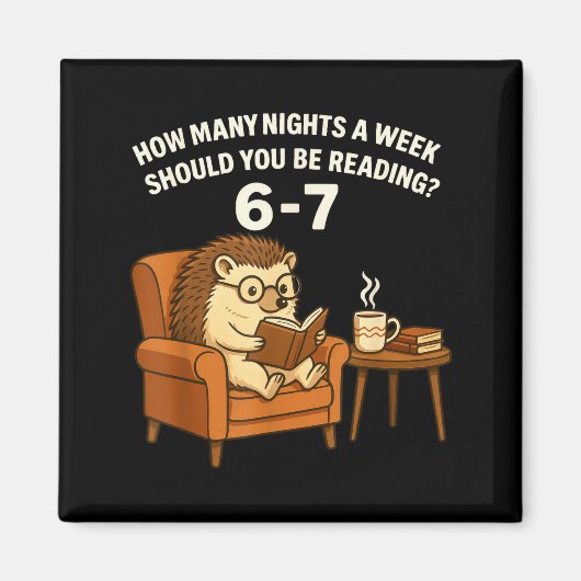 Funny Hedgehog Reading Book 67 Six Seven Meme  Magneet (Voorkant)