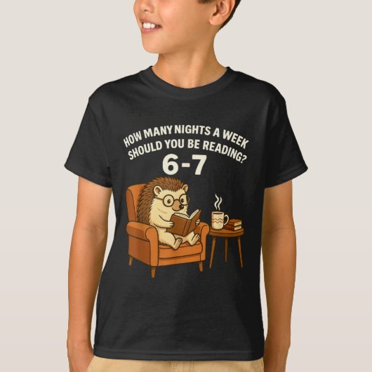 Funny Hedgehog Reading Book 67 Six Seven Meme  T-shirt (Voorkant)