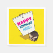 Funny Hedgehog Voeg de naam Happy Birthday Cartoon Servet (Voorkant)