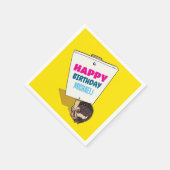 Funny Hedgehog Voeg de naam Happy Birthday Cartoon Servet (Hoek)