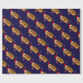 Funny Hedgel in Santa Hat-kerstkunst Cadeaupapier (Vlak)