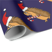 Funny Hedgel in Santa Hat-kerstkunst Cadeaupapier (Rol Hoek)