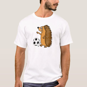 Funny Hedgel spelend Voetbal of Football Cartoon T-shirt