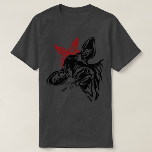 Funny Heifer Red Bandana Nibbling Rice Cattle Boer T-shirt (Design voorkant)