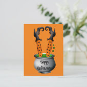 Funny heks oranje Halloween thema Briefkaart (Staand voorkant)