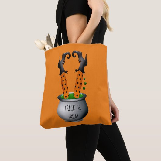 Funny heks oranje Halloween thema Tote Bag (Dichtbij)