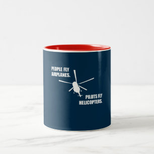 Funny Helikopter Pilot Flying Airplane Aviation Tweekleurige Koffiemok