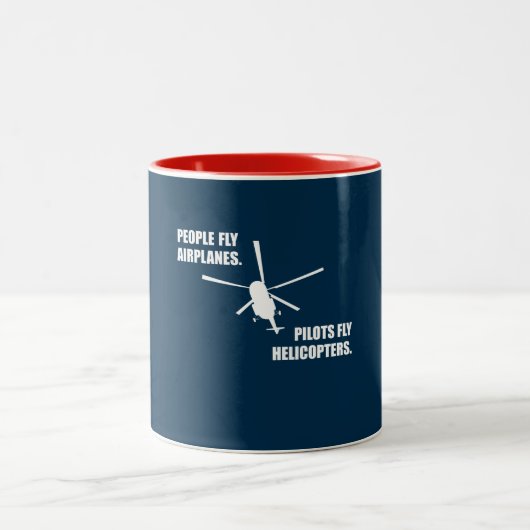  Funny Helikopter Pilot Flying Airplane Aviation Tweekleurige Koffiemok (Center)