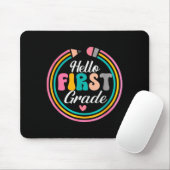 Funny Hello First Grade Pencil Circle Design Muismat (Met muis)