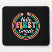 Funny Hello First Grade Pencil Circle Design Muismat (Voorkant)