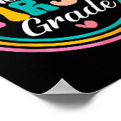 Funny Hello First Grade Pencil Circle Design  Poster (Hoek)