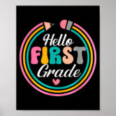 Funny Hello First Grade Pencil Circle Design  Poster (Voorkant)